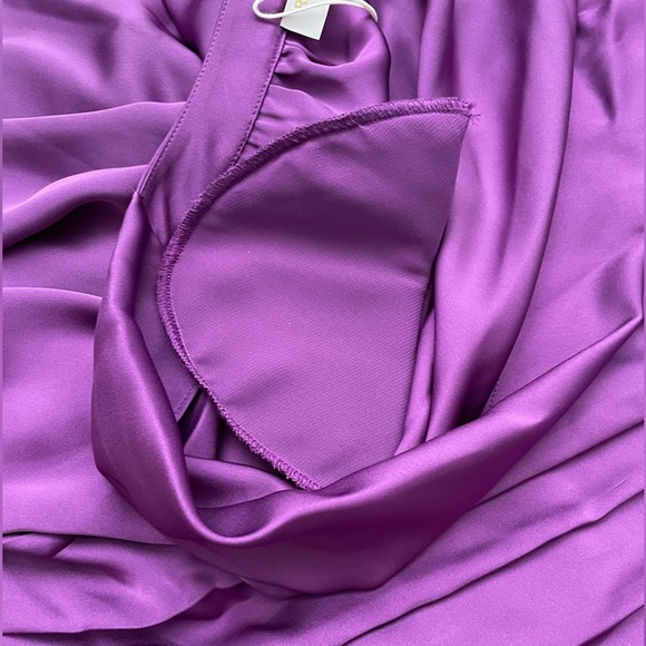 NWT Ramy Brook Camilla Silky Elegant Formal Mini Dress Long Sleeve Purple size 6 - Picture 7 of 12